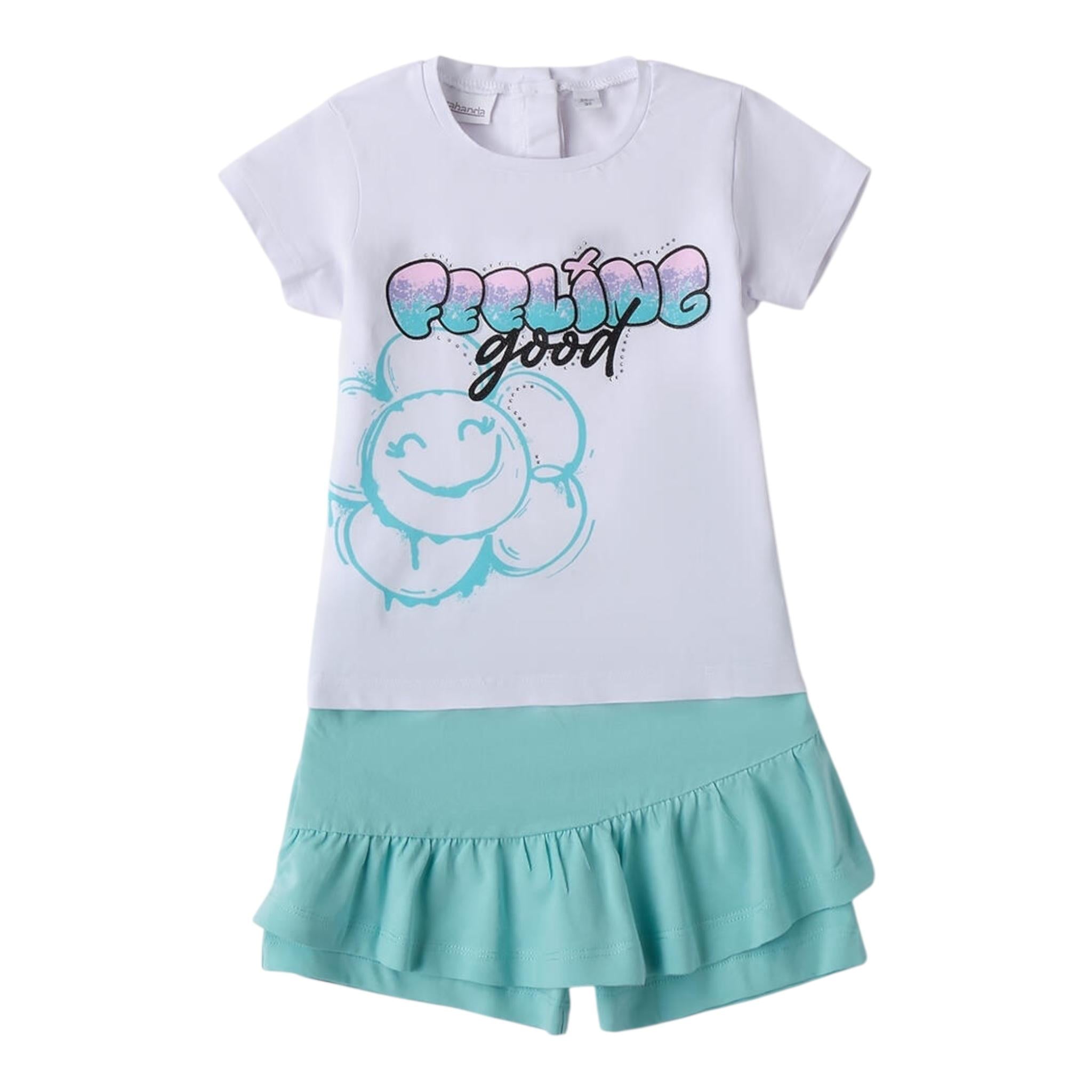 Sarabanda Completo 2 Pezzi T-Shirt-Short  per Neonata 0B253X BIANCO/VERDE ACQUA SARABANDA 