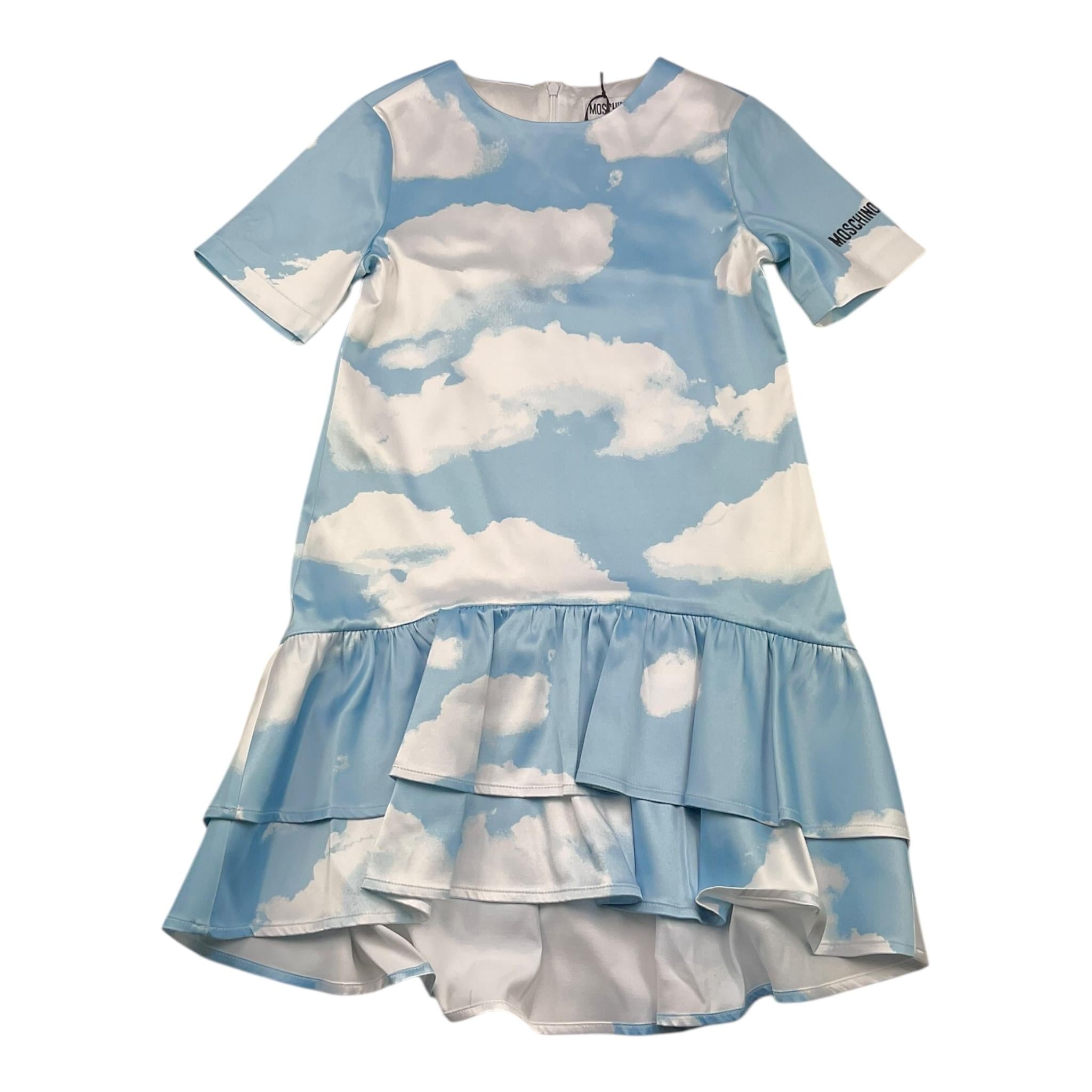 MOSCHINO abito bicolore mezza manica con stampa Bianco/azzurro per Bambina HDV0H4 BIANCO/AZZURRO MOSCHINO 