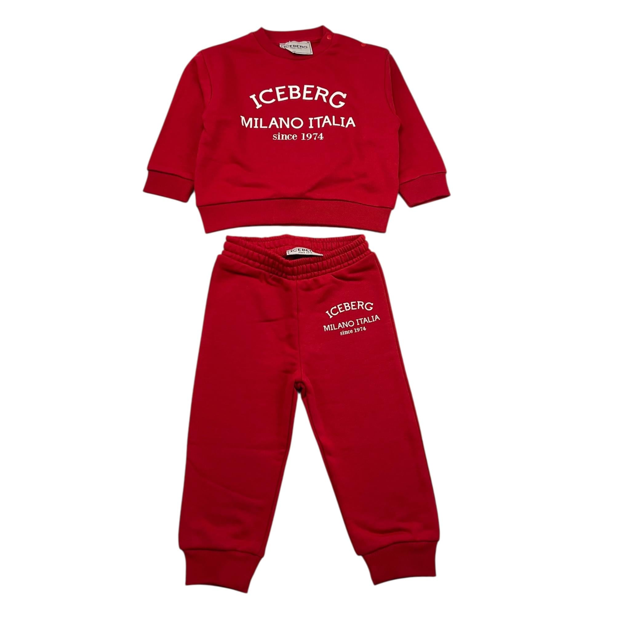 ICEBERG completo 2pz tinta unita felpa-pantalone Rosso per Neonato COMICE5300B ROSSO ICEBERG 