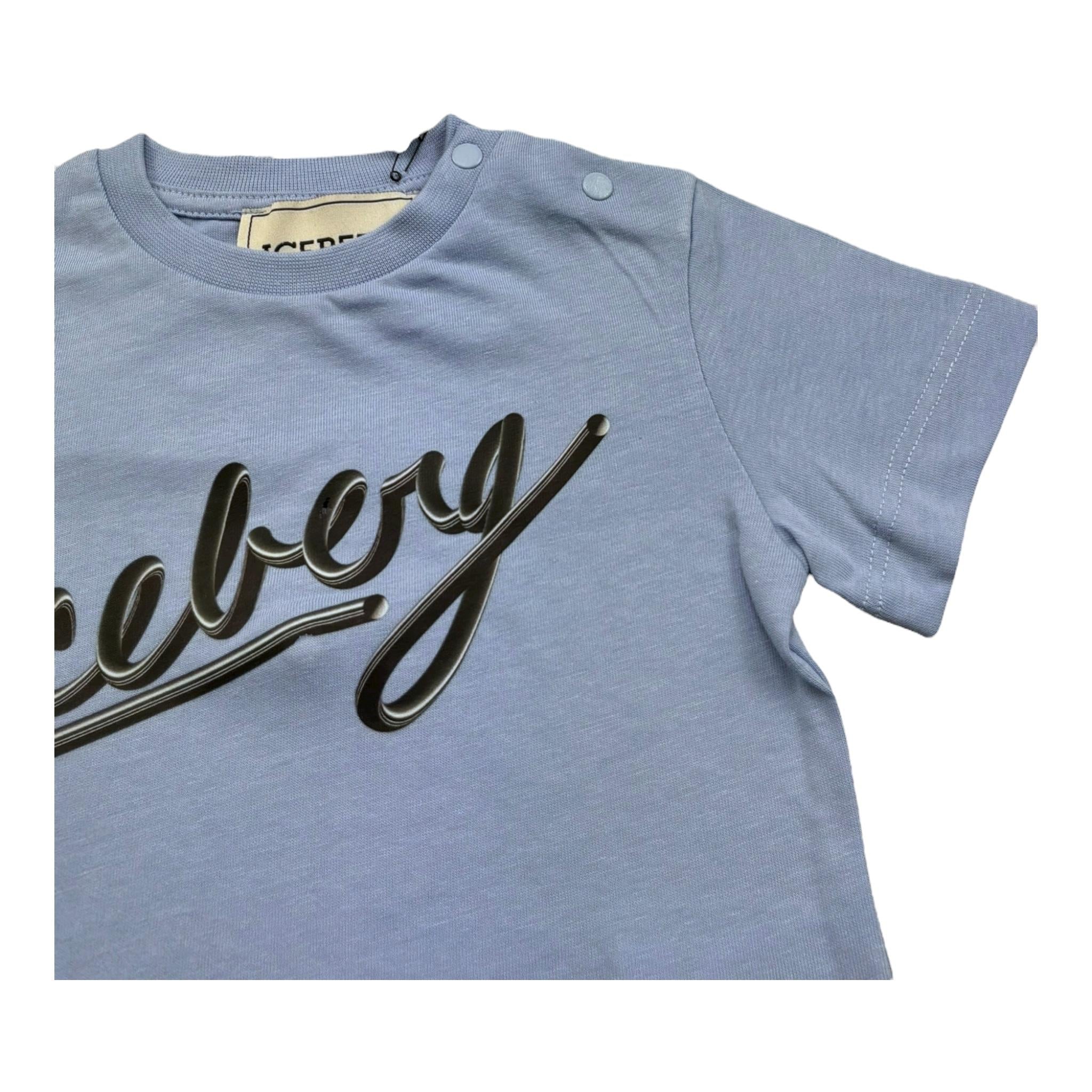 Iceberg T-Shirt Girocollo Tinta Unita con Logo per Neonato TSICE5101B AZZURRO ICEBERG 