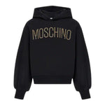 MOSCHINO felpa chiusa cn cappuccio tinta unita con applicazioni Nero per Bambina HDF05Z NERO MOSCHINO 