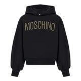 MOSCHINO felpa chiusa cn cappuccio tinta unita con applicazioni Nero per Bambina HDF05Z NERO MOSCHINO 