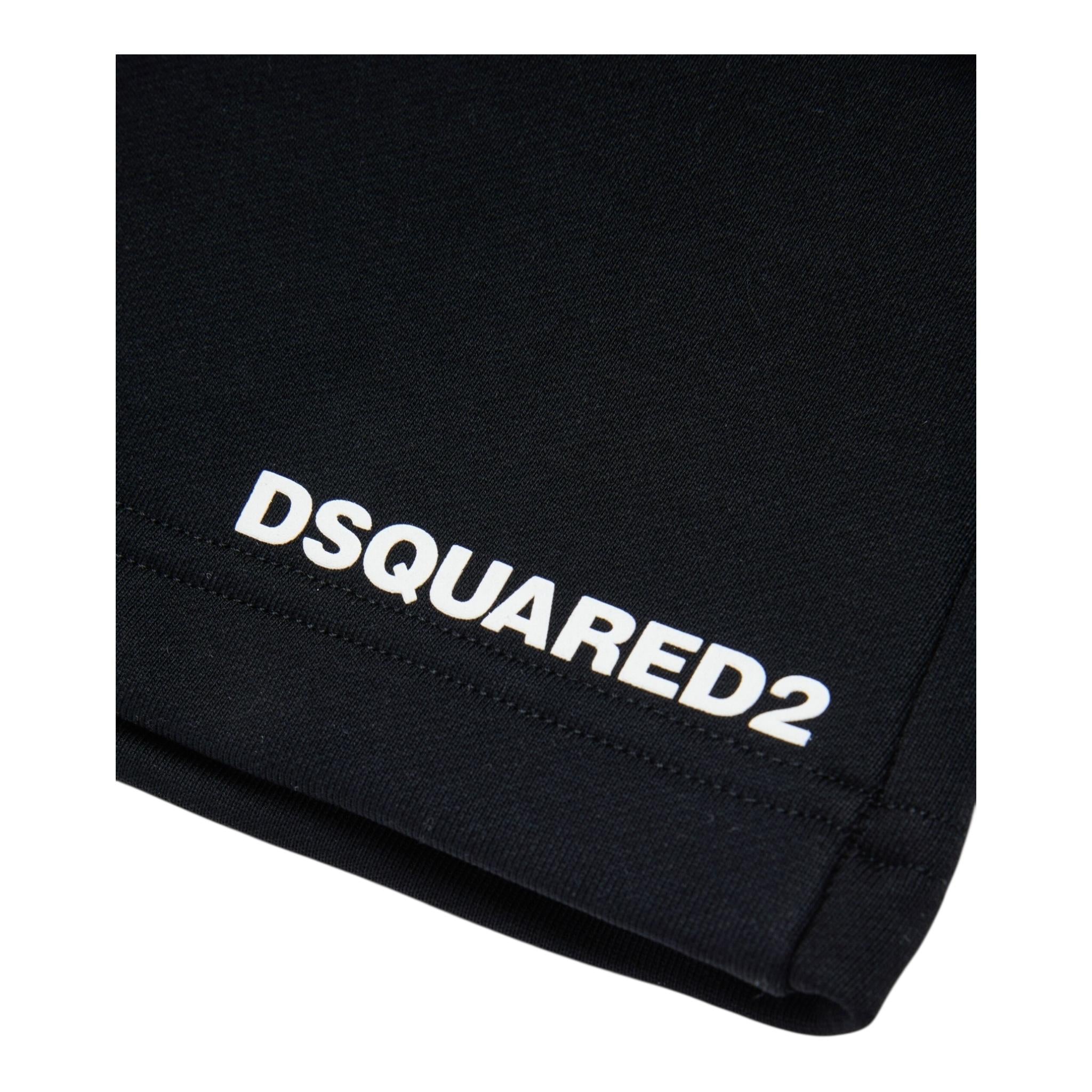 Dsquared2 Bermuda In Tuta Tinta Unita con Stampa per Bambino DQ2738XX NERO DSQUARED2 