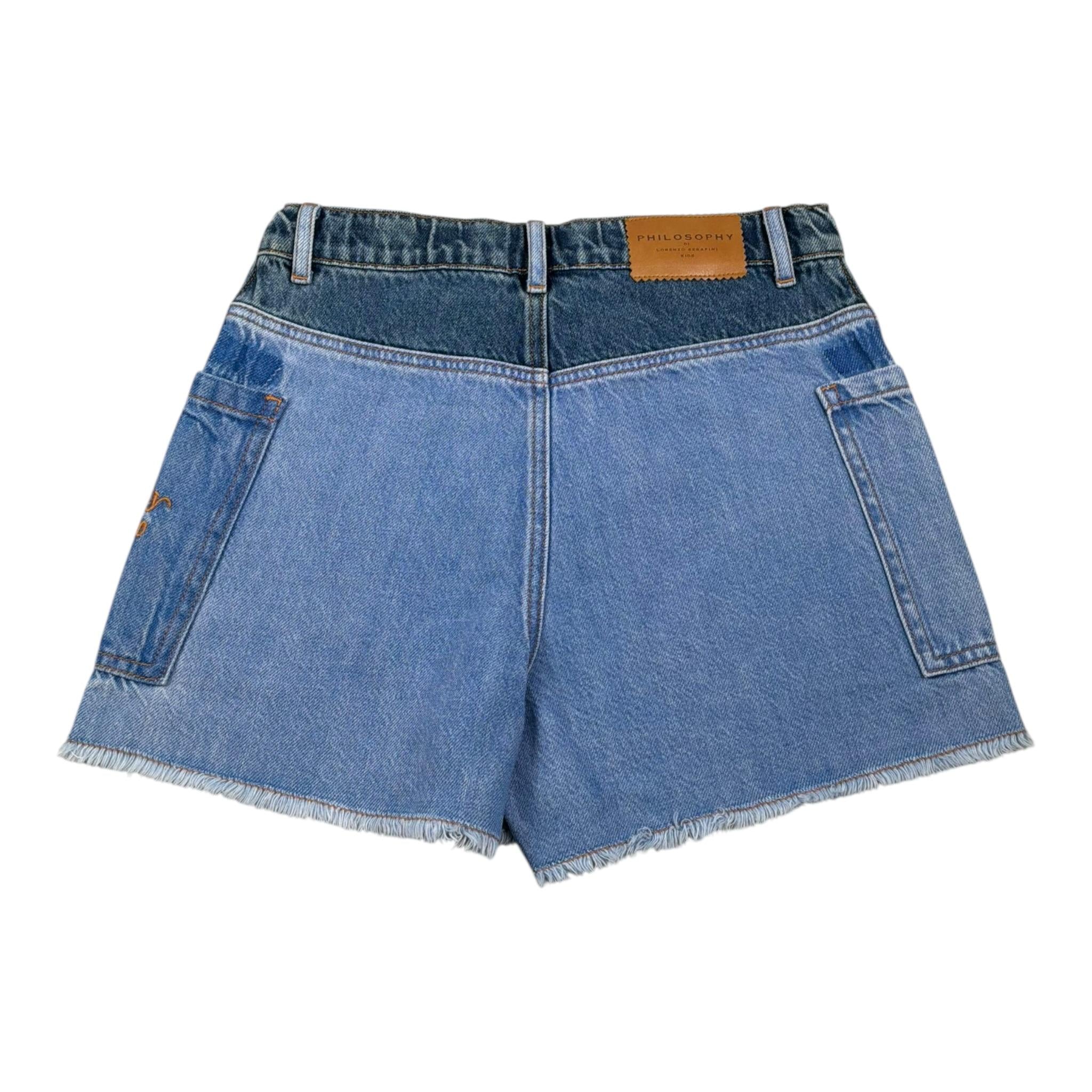 Philosophy Short Modello Gonna Tinta Unita In Denim per Bambina I9E402 BLU PHILOSOPHY 