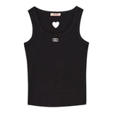 Liu Jo Canotta Tinta Unita con Traforo A Forma di Cuore per Bambina GA5199X NERO LIU JO 