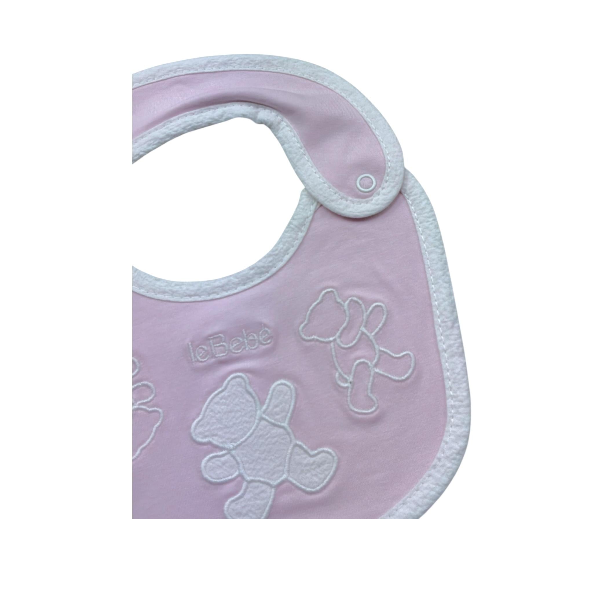 Le Bebe' Bavetta Tinta Unita con Stampa per Neonata LBG6294 ROSA LE BEBE' 