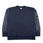 C.P. COMPANY felpa chiusa girocollo tinta unita con logo Blu per Bambino CUF00U BLU C.P. COMPANY 