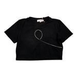 Please T-Shirt Modello Crop Tinta Unita con Brillantini per Bambina MB26032G73 NERO PLEASE 