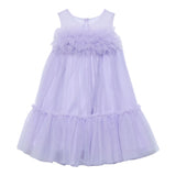 Abel & Lula Abito Tinta Unita Giromanica con Tulle per Bambina 5051XX LILLA ABEL & LULA 