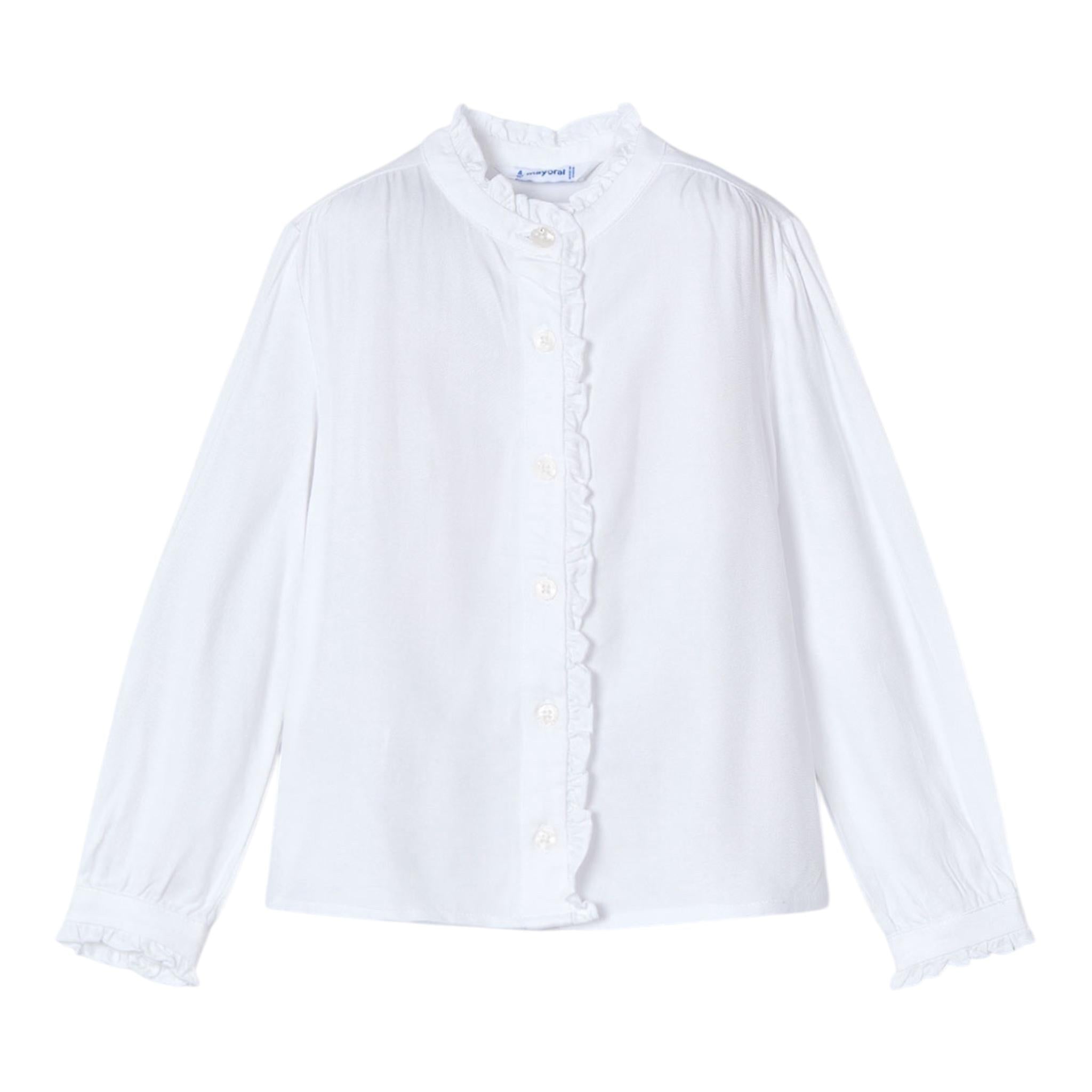 MAYORAL camicia manica lunga tinta unita con rouches Bianco per Neonata 4105NX BIANCO MAYORAL 