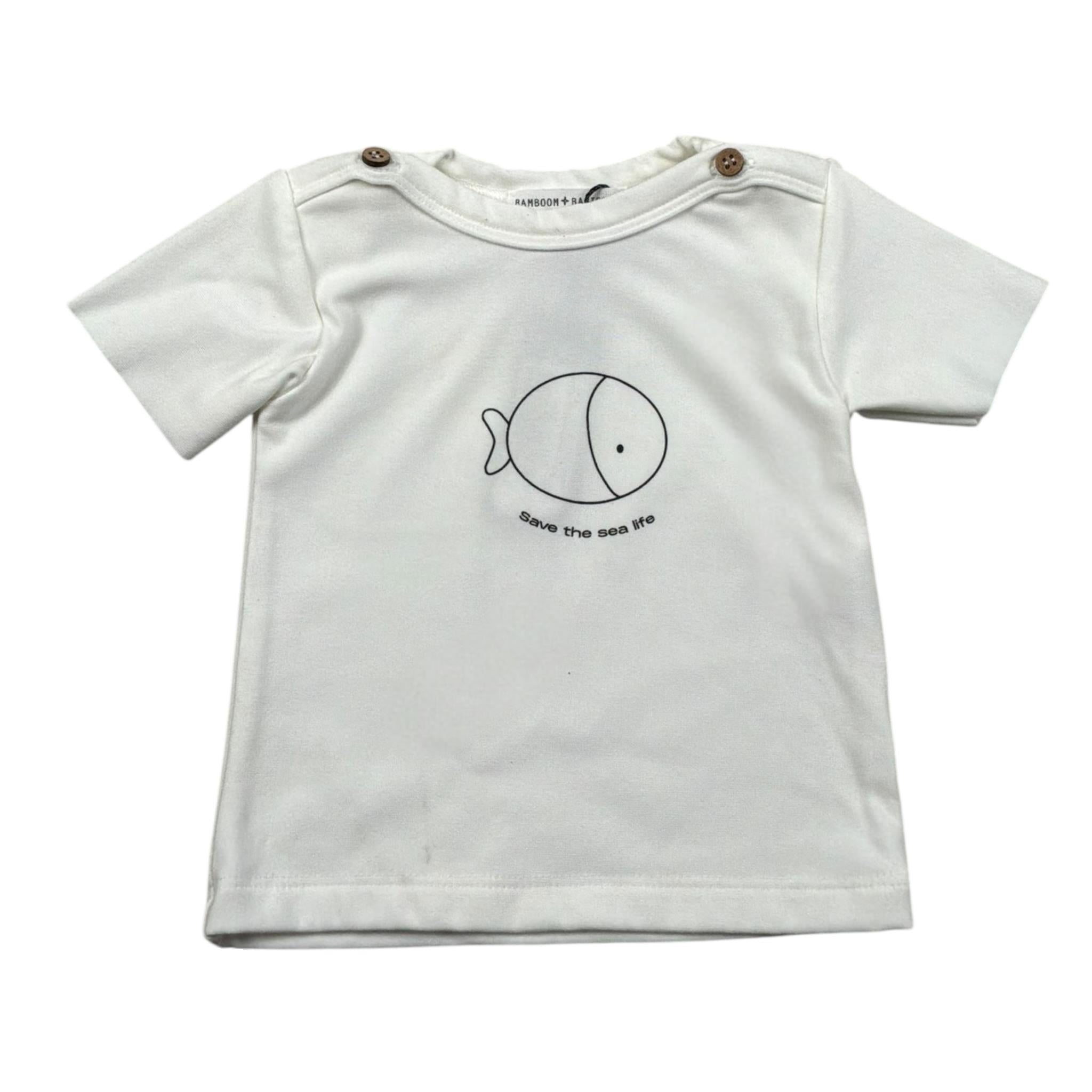 Bamboom+Babies T-Shirt Girocollo Tinta Unita con Logo per Neonato 111B BIANCO BAMBOOM+BABIES 