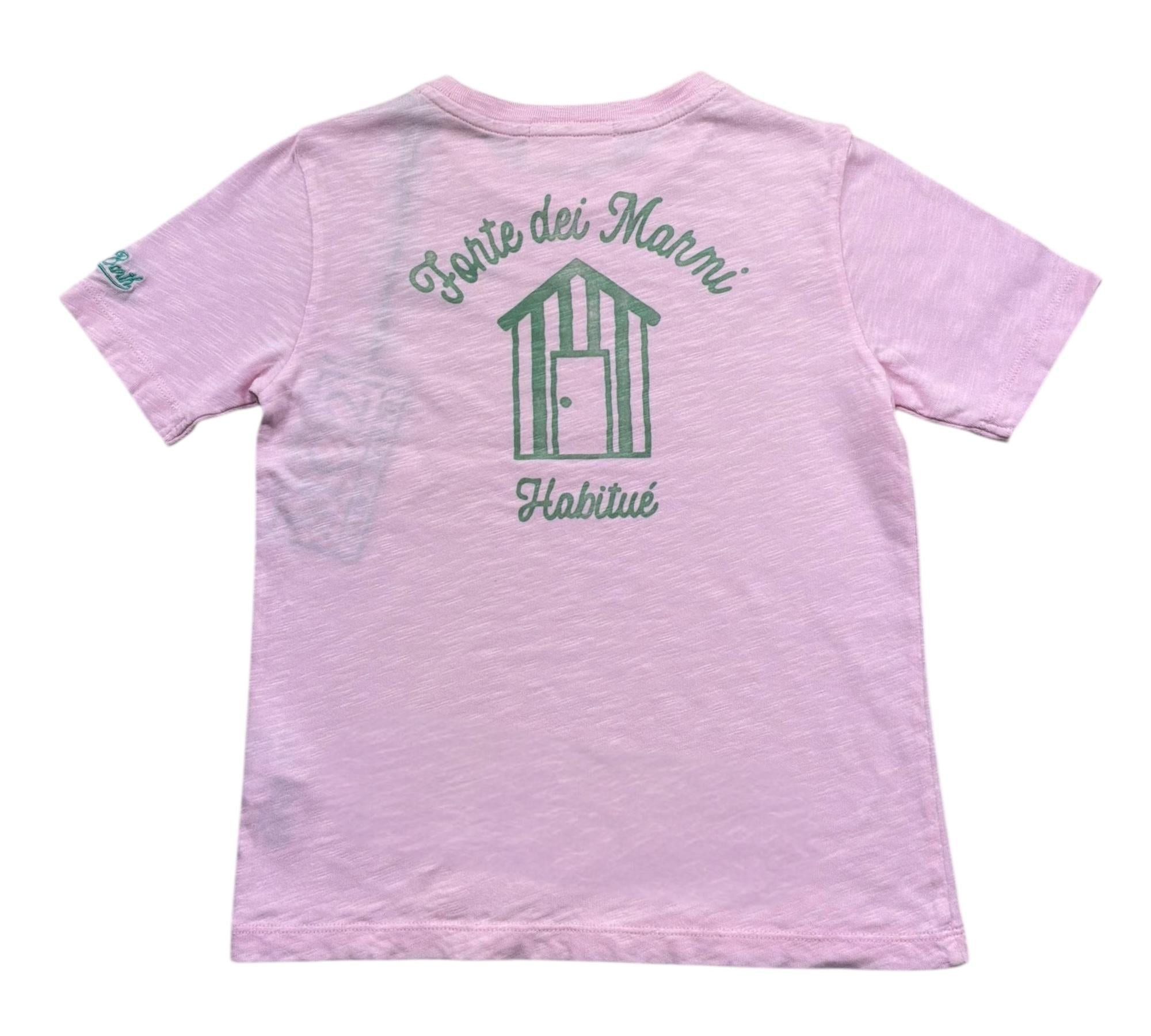 Saint Barth T-Shirt Girocollo Tinta Unita con Stampa per Bambina FLYNN ROSA SAINT BARTH 