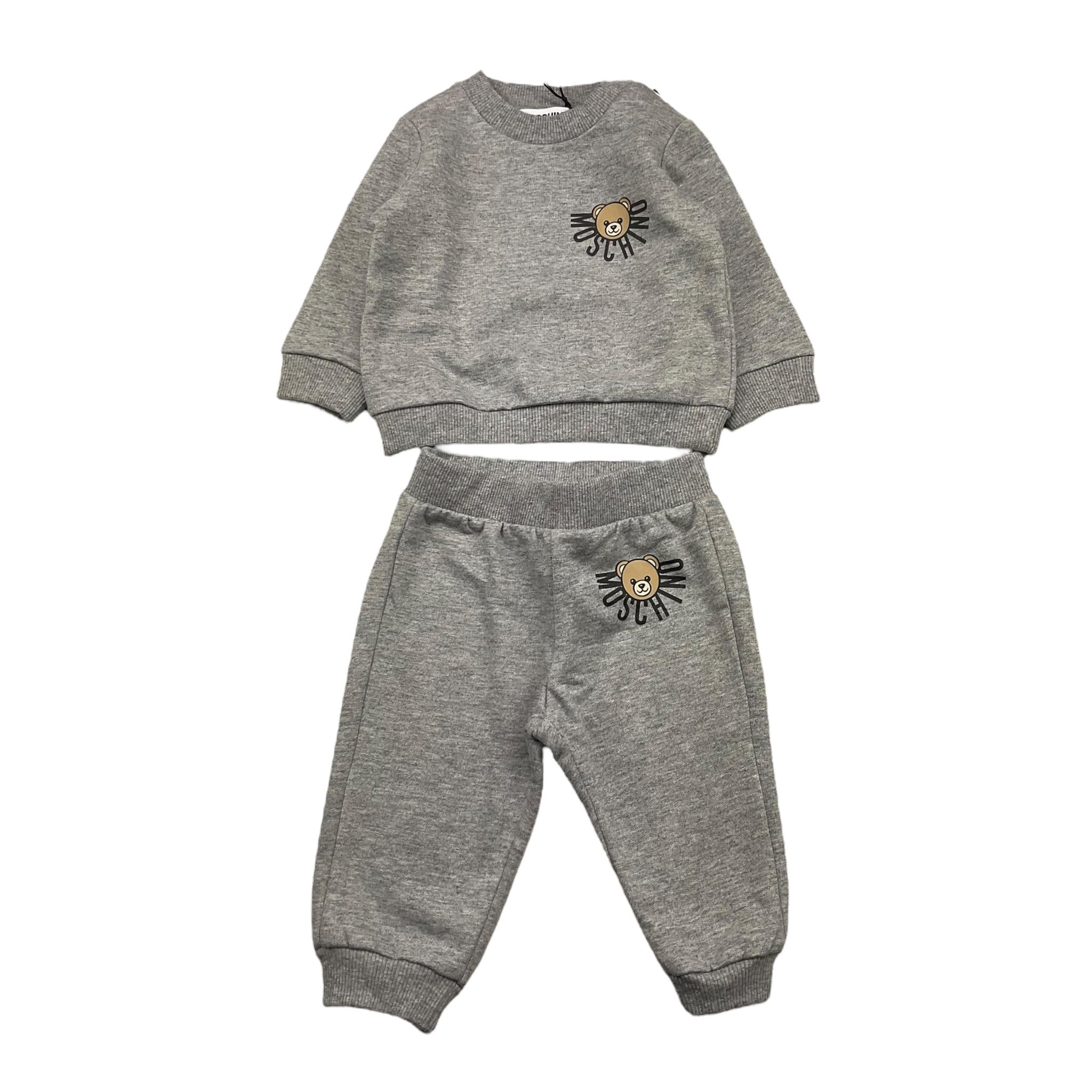 MOSCHINO completo 2pz tinta unita felpa-pantalone Grigio per Neonato MUK05E GRIGIO MOSCHINO 