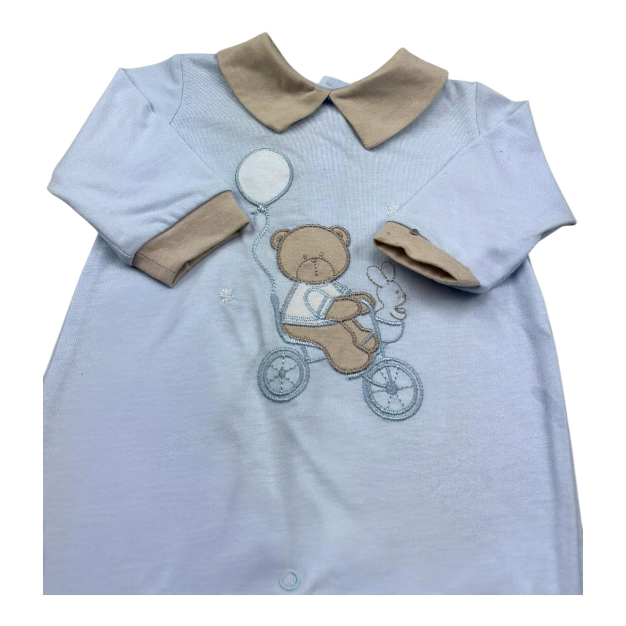 Isabel & Martinez Tutina Manica Lunga Tinta Unita con Ricami per Neonato IM25N478 AZZURRO ISABEL & MARTINEZ 