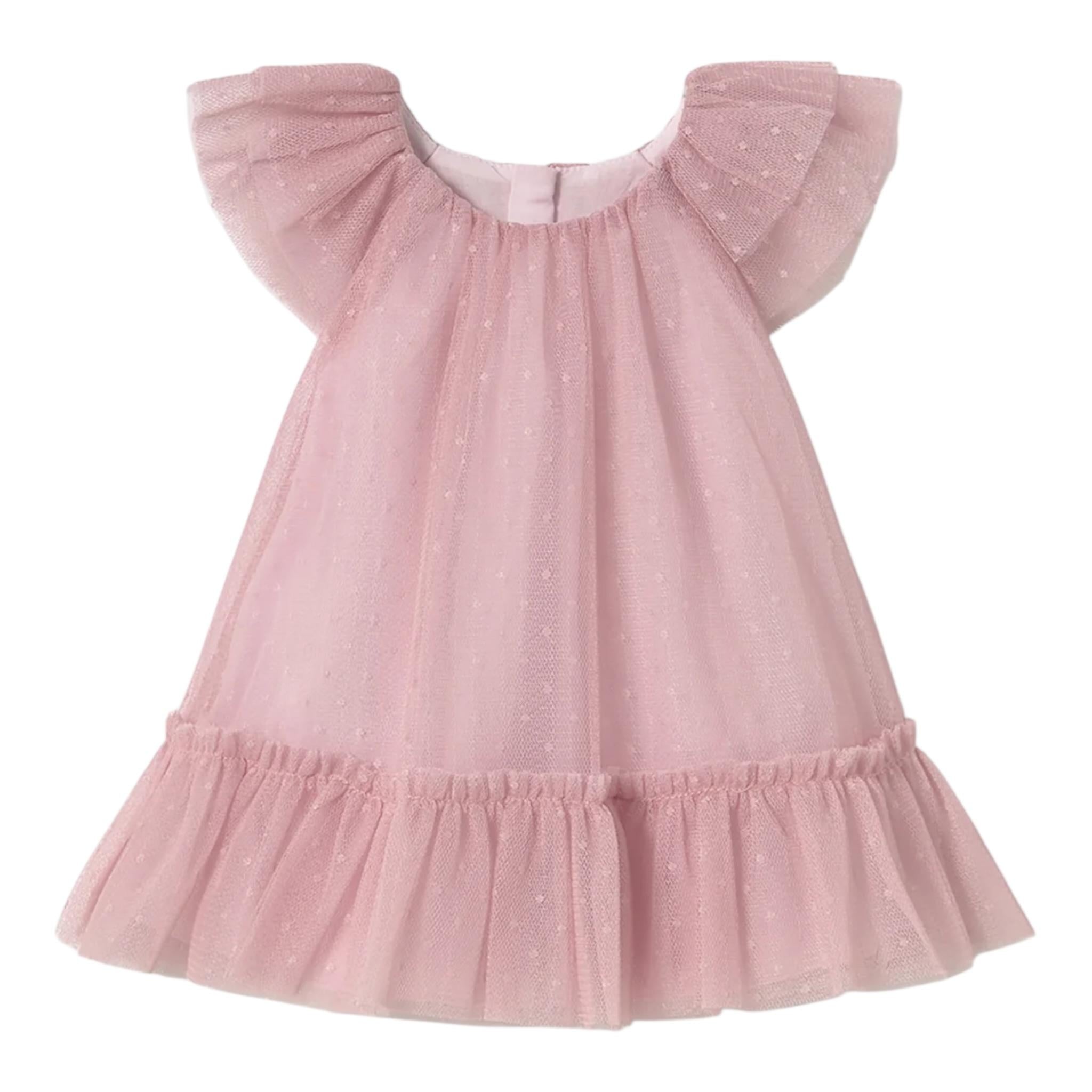 Mayoral Abito Giromanica Tinta Unita con Tulle per Neonata 1850XX ROSA MAYORAL 