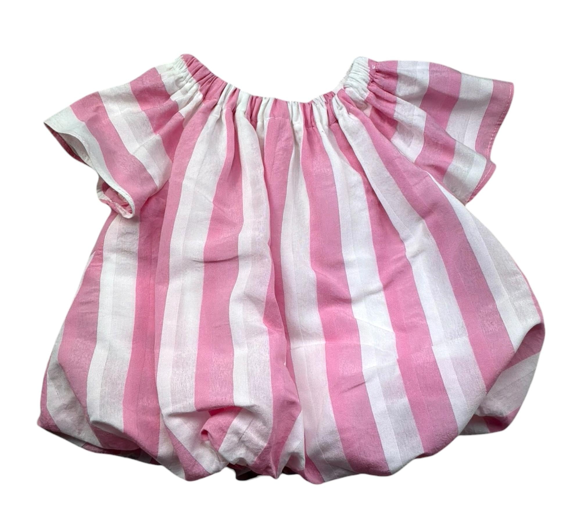 Le Bebe Camica Mezza Manica Fantasia A Righe per Neonata LBG6357 BIANCO/ROSA LE BEBE 