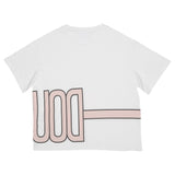 Dou Dou T-Shirt Round Neck Solid Color With Contrast Print White For Girls