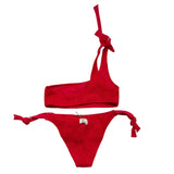 Cotazur 2 Piece One Shoulder Solid Color Swimsuit - Coral Panties For Girls
