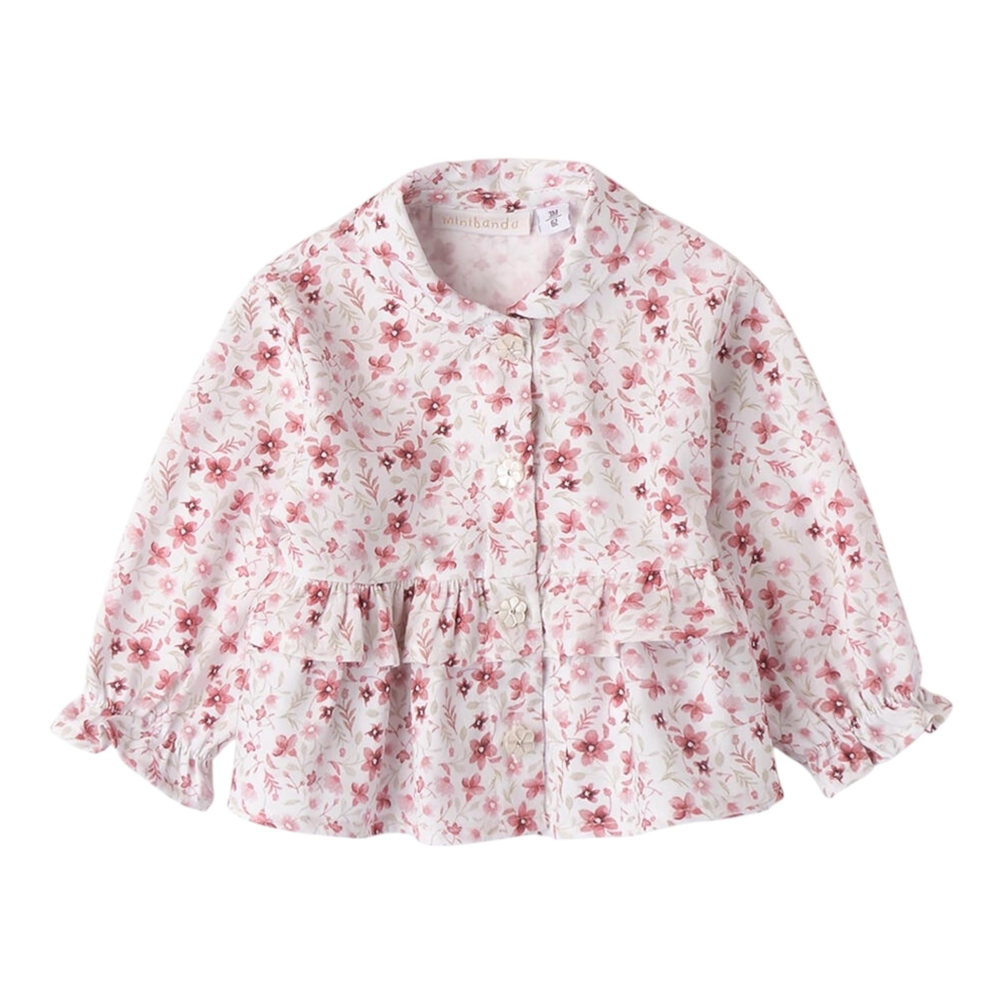MINI BANDA camicia tinta unita con fantasia fiori Bianco per Neonata 3A771 BIANCO MINI BANDA 