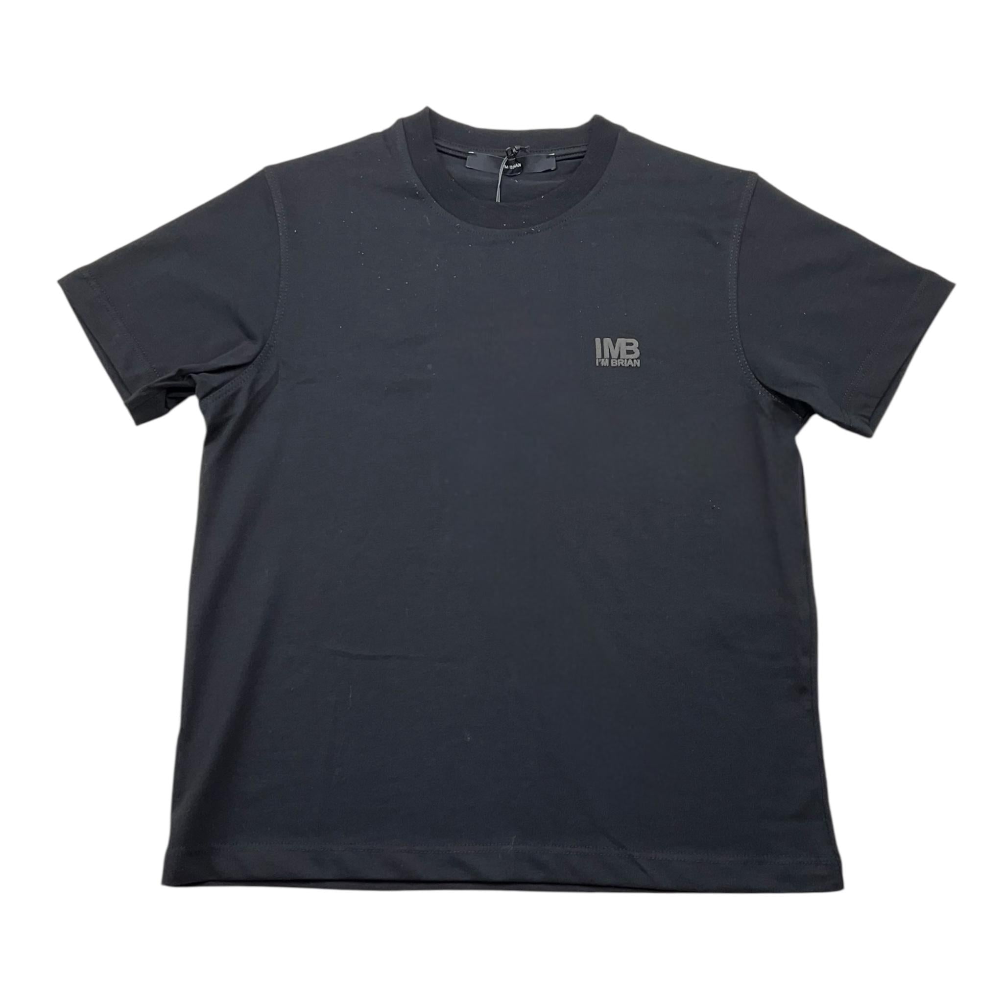 I'M BRIAN t-shirt girocollo tinta unita con logo Nero per Bambino TS3142J NERO I'M BRIAN 
