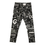 DOLCE & GABBANA leggins tinta unita con stampe in contrasto Nero per Bambina L5JP5B NERO DOLCE & GABBANA 