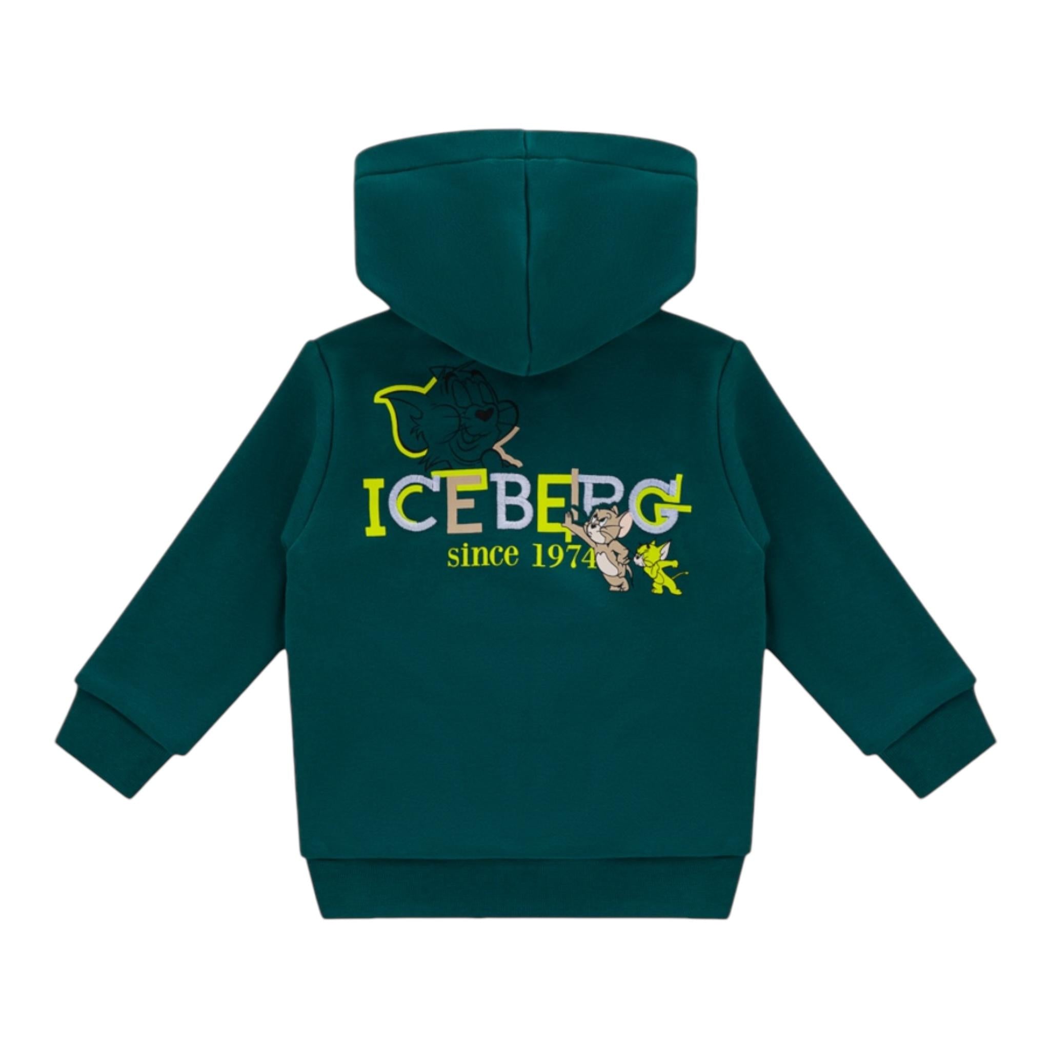 ICEBERG felpa con zip e cappuccio tinta unita Verde per Neonato MFICE5322B VERDE ICEBERG 