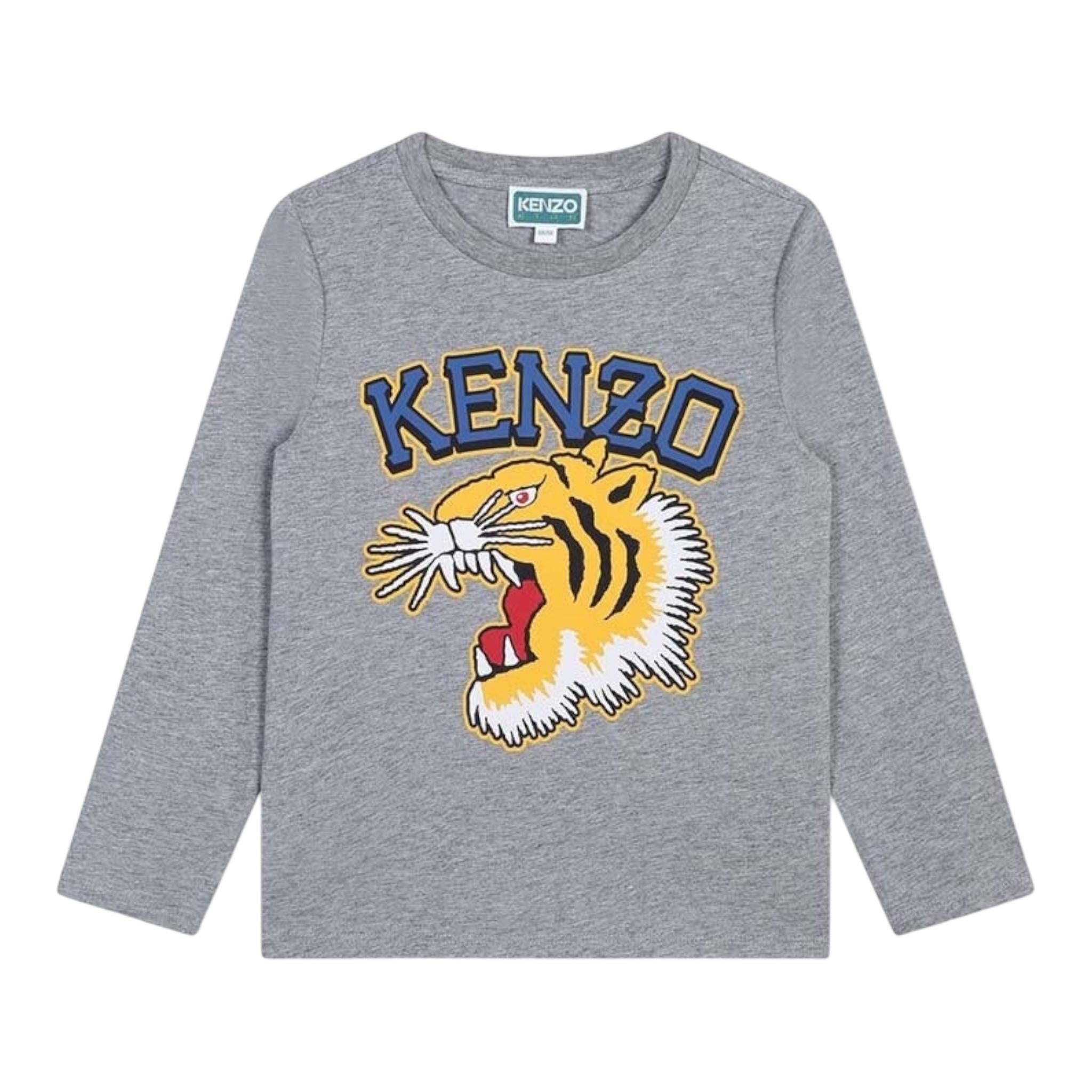 KENZO shirt girocollo tinta unita con stampa Grigio per Neonato K60766N GRIGIO KENZO 