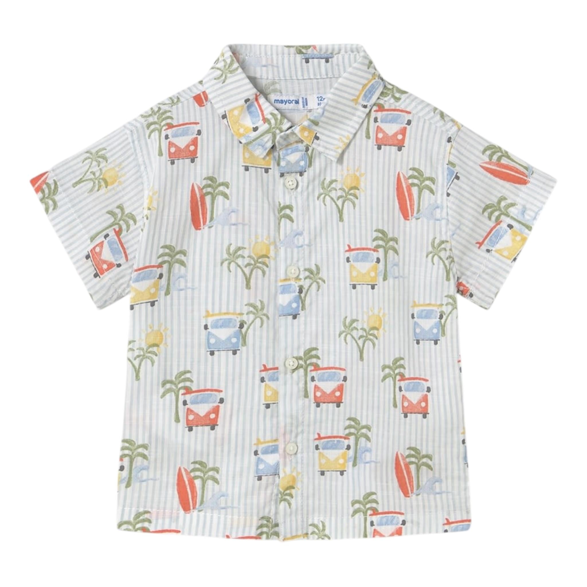 Mayoral Camicia Mezza Manica Fantasia A Righe per Neonato 1112 BIANCO MAYORAL 