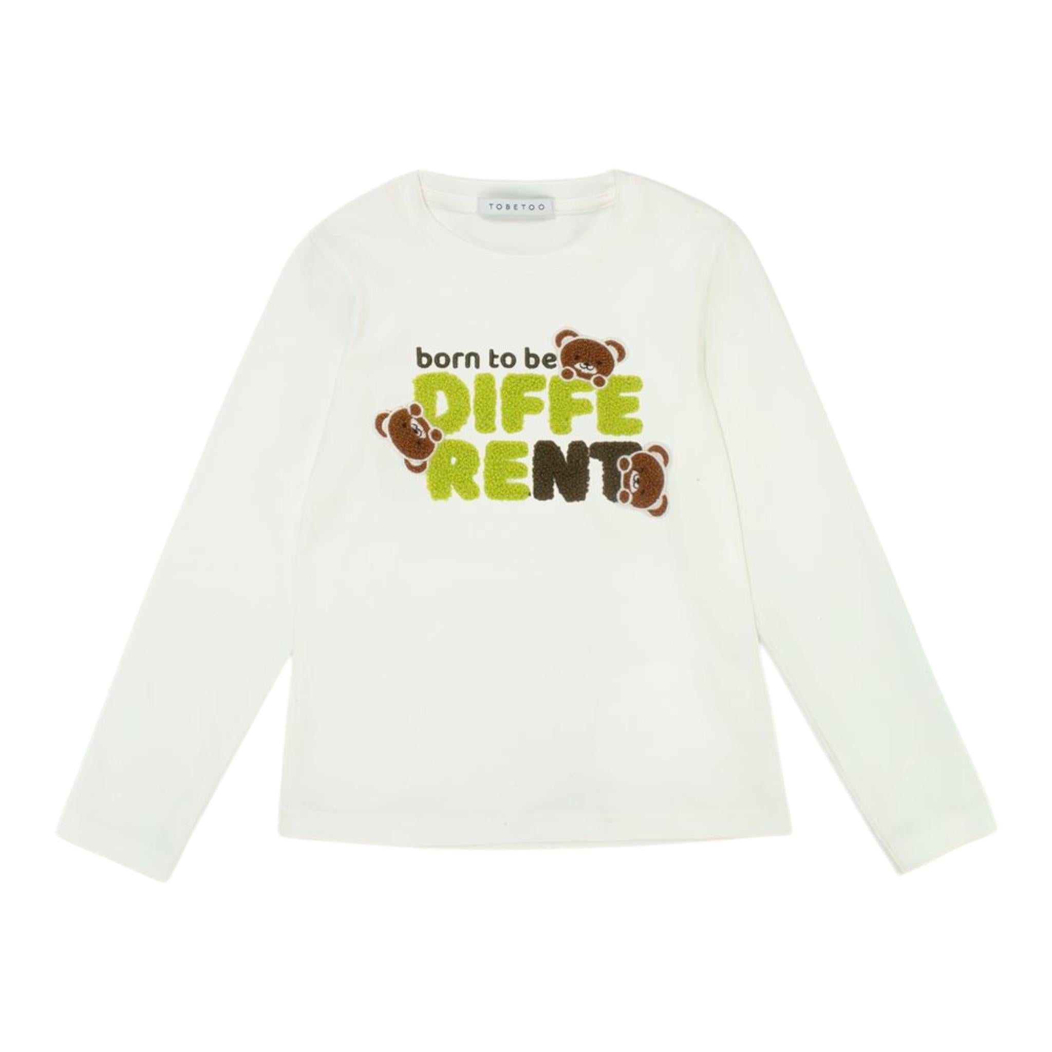TO be too shirt girocollo tinta unita con stampa in contrasto Bianco per Bambino TFBF24T665 BIANCO TO be too 
