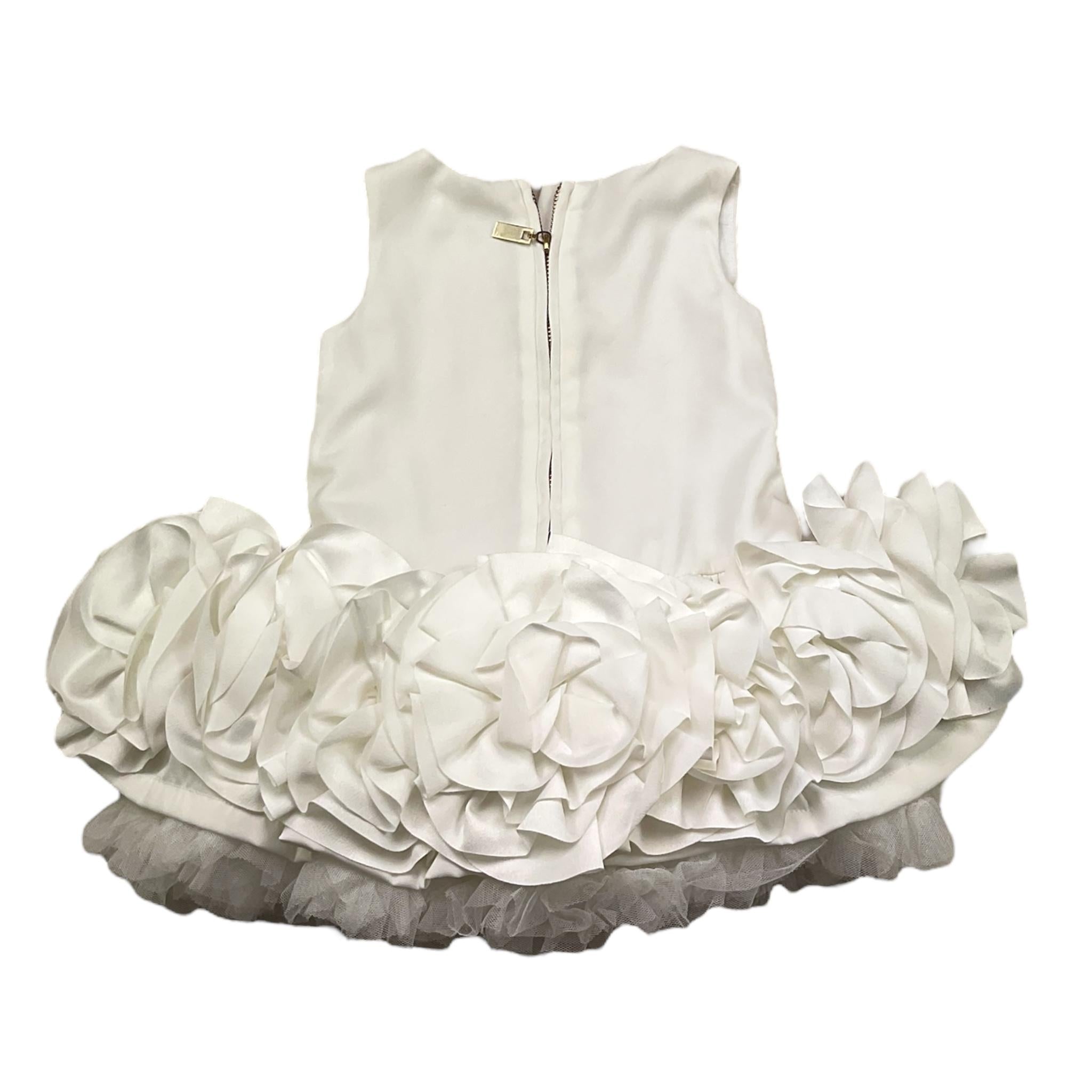 Fun & Fun Abito Giromanica Tinta Unita con Rose per Neonata FNCBDR2906 BIANCO FUN & FUN 