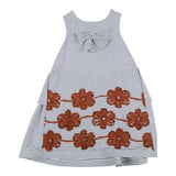 Mimisol White/Blue Striped Pattern Armhole Dress For Girls