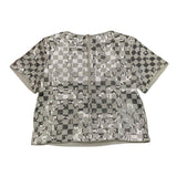 Michael Kors Girls' Silver Sequin Check Crew Neck T-Shirt