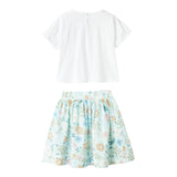 The Owl Complete 2 Piece T-Shirt-Skirt Two-Tone White/Aqua Green For Baby Girl
