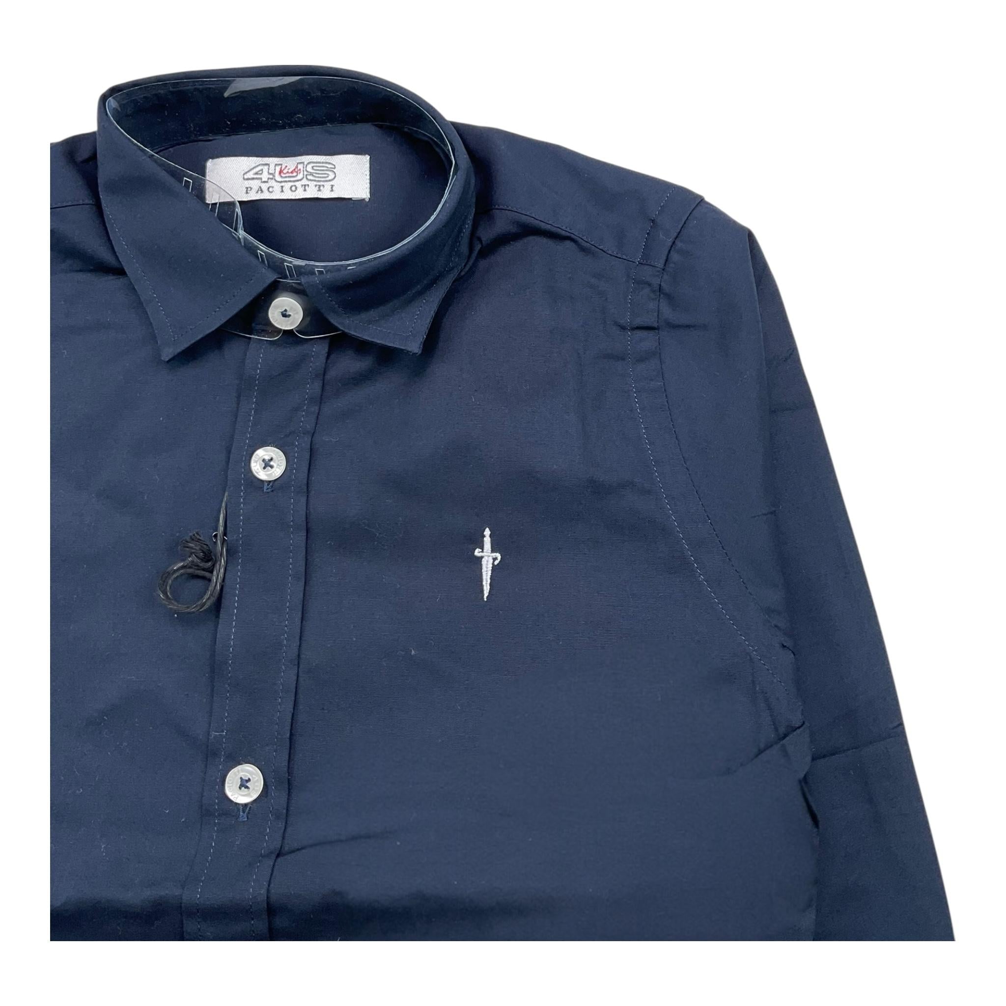 CESARE PACIOTTI camicia manica lunga tinta unita con  logo Blu per Bambino CMP0333B BLU CESARE PACIOTTI 