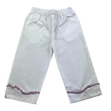 Ilfarobimbi Plain Trousers With Appliques And Elastic Waist White For Girls