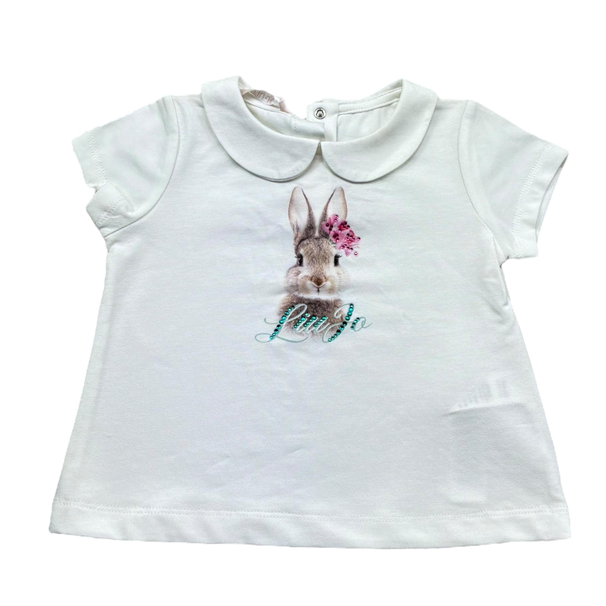Liu Jo T-Shirt Girocollo Tinta Unita con Stampa per Neonata HA5065 BIANCO LIU JO 