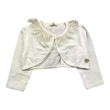 Le Bebe' Solid Color Shrug with White Tulle Collar for Newborn Baby Girl