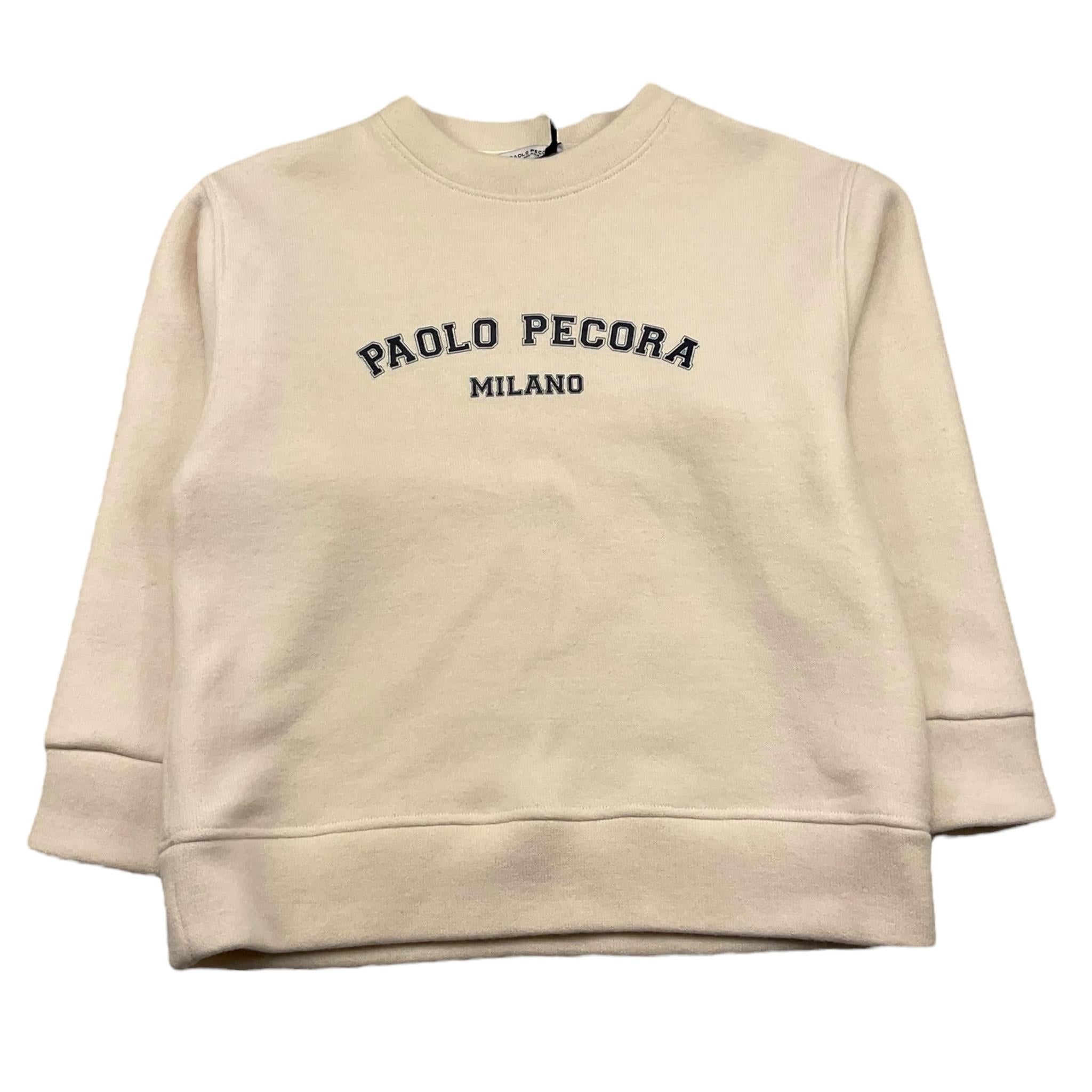 PAOLO PECORA felpa chiusa girocollo tinta unita con logo Panna per Bambino PP4138 PANNA PAOLO PECORA 