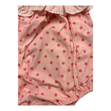 Zhoe &amp; Tobiah Solid Color Polka Dot Baby Girl Strap Romper Pink