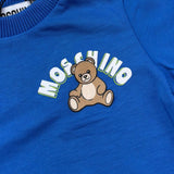 Moschino T-Shirt Girocollo Tinta Unita con Stampa per Neonata MZM047 BLU MOSCHINO 