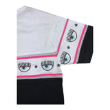 Chiara Ferragni Two-Tone Crewneck T-Shirt With White/Black Print For Girls