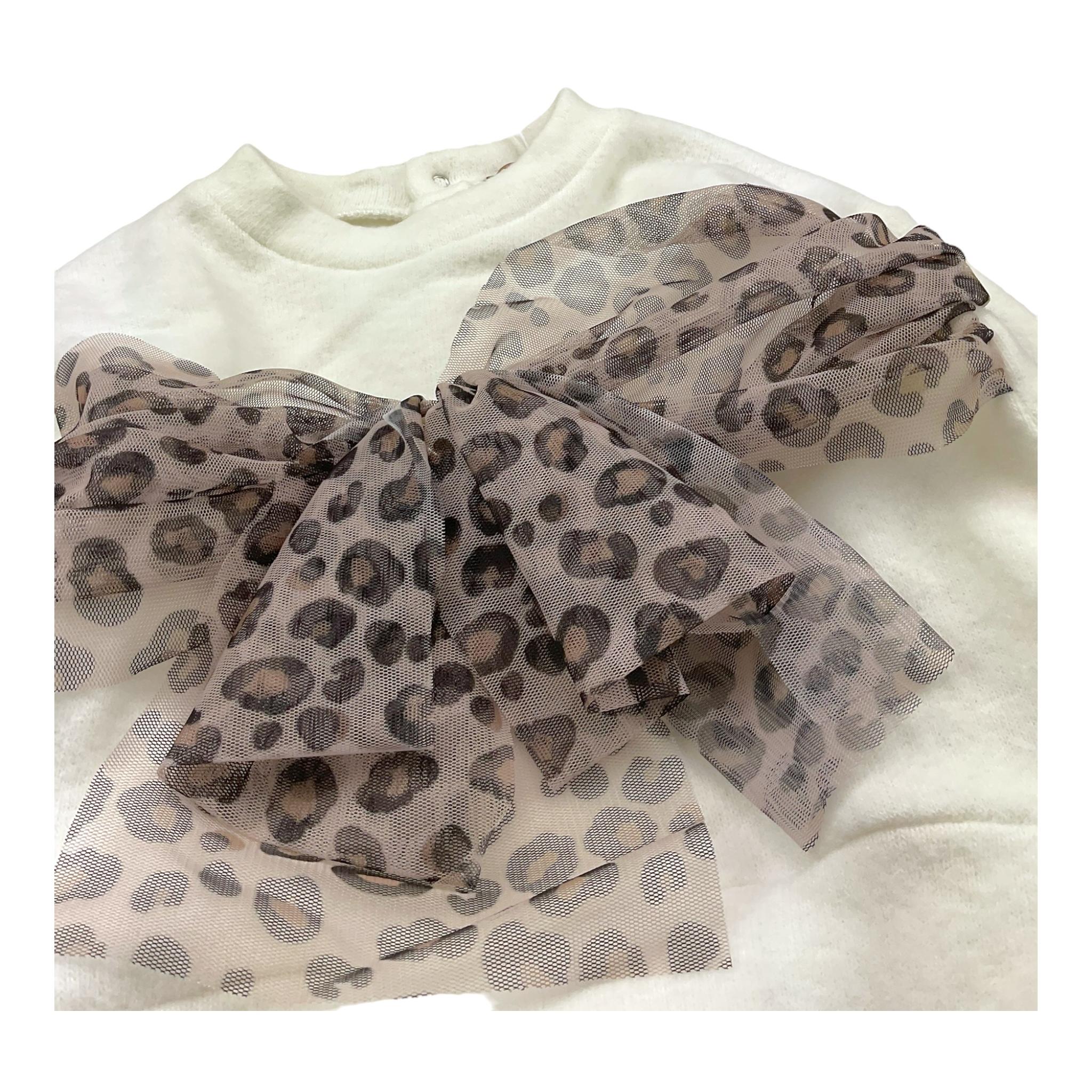 LE BEBE' felpa tinta unita con fiocco maculato Bianco per Neonata LBG6096 BIANCO LE BEBE' 