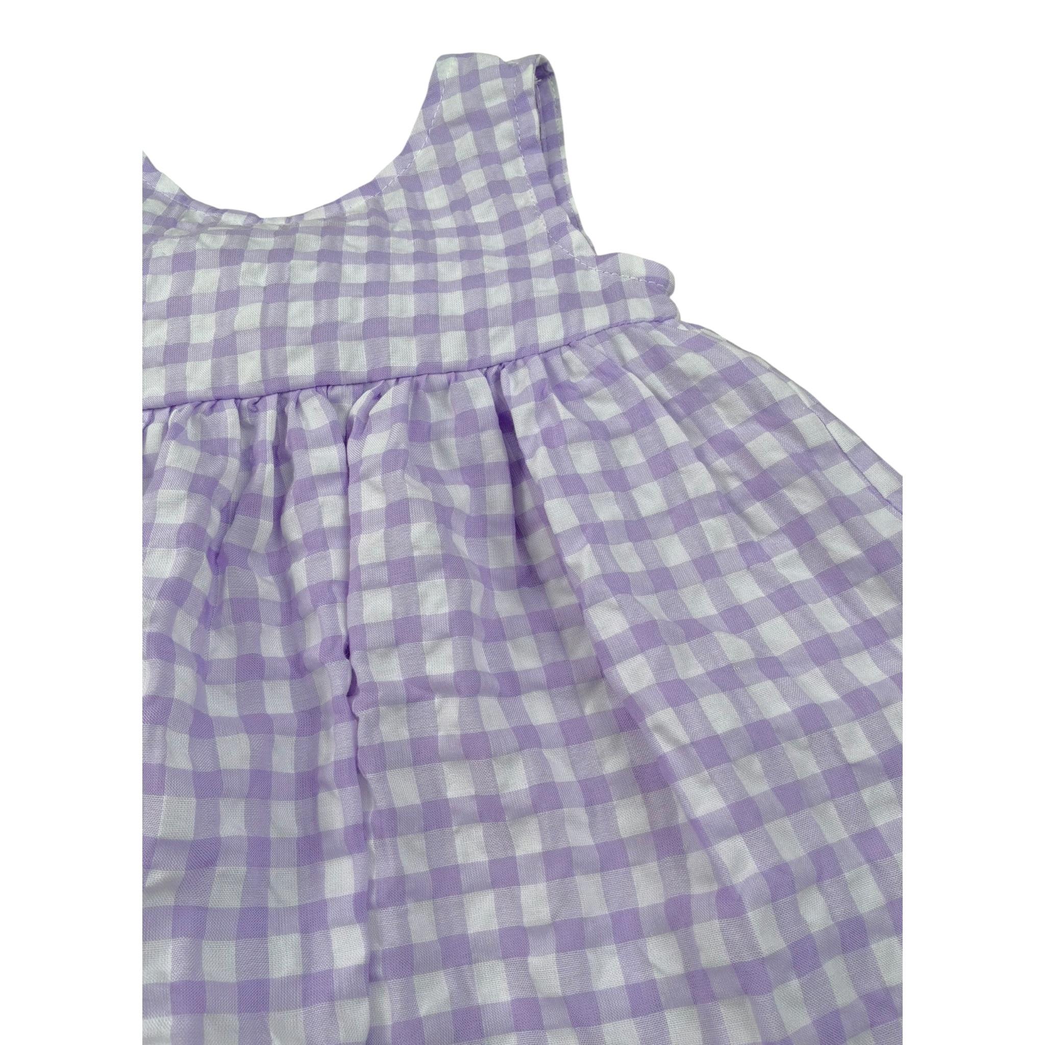 Magil Abito Bicolore con Fantasia A Quadri per Bambina HN20106 BIANCO/LILLA MAGIL 