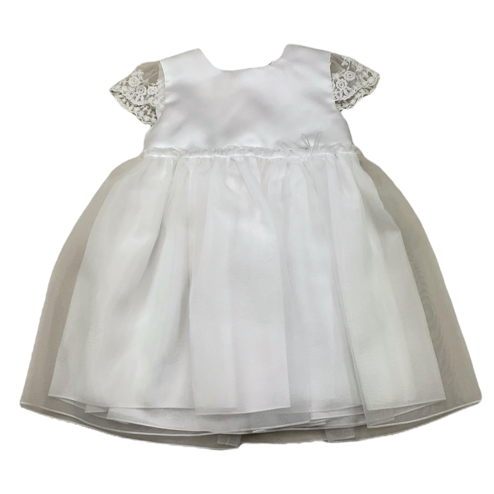 MINIMI abito mezza manica tinta unita con maniche in pizzo Bianco per Neonata 2421 BIANCO MINIMI 