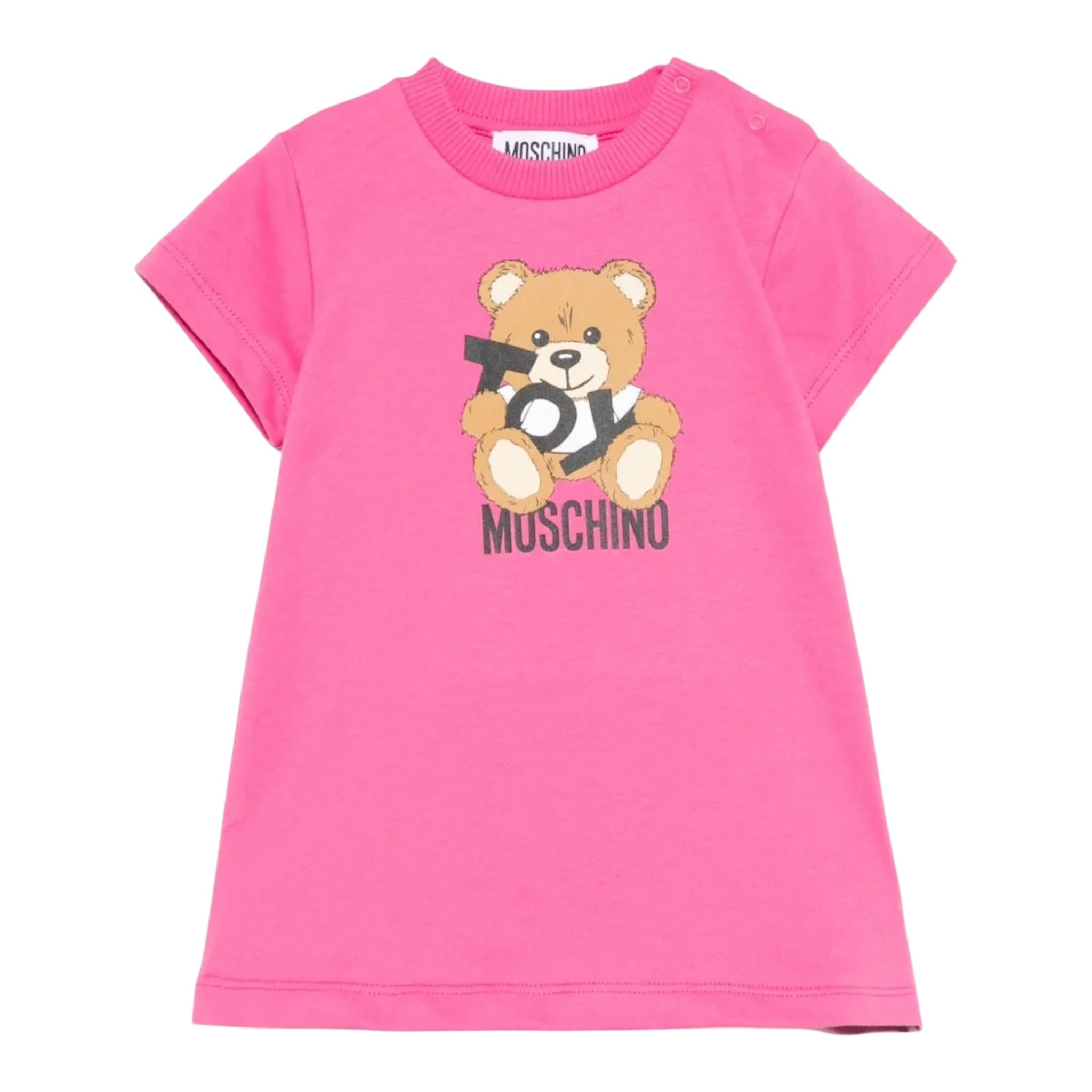 Moschino Abito Girocollo Tinta Unita con Stampa per Bambina MDV0C9XXXXJ FUXIA MOSCHINO 