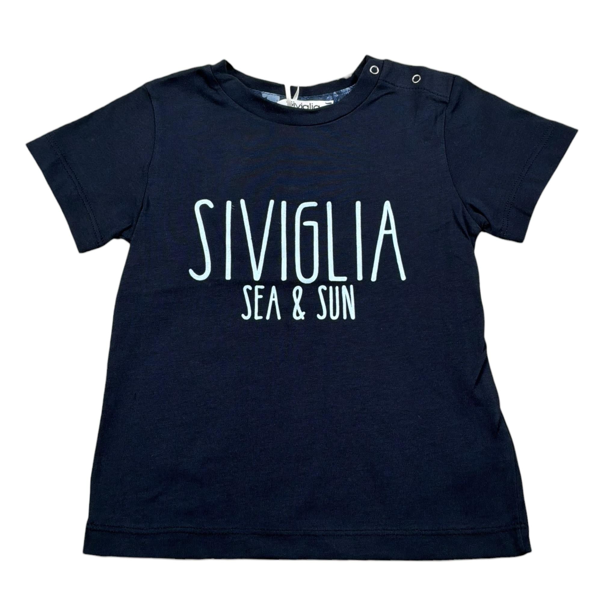 Siviglia T-Shirt Girocollo Tinta Unita con Stampa per Bambino SVNTS17286J BLU SIVIGLIA 
