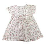Lalalu' Solid Color Half Sleeve Dress with White Flower Pattern for Girls
