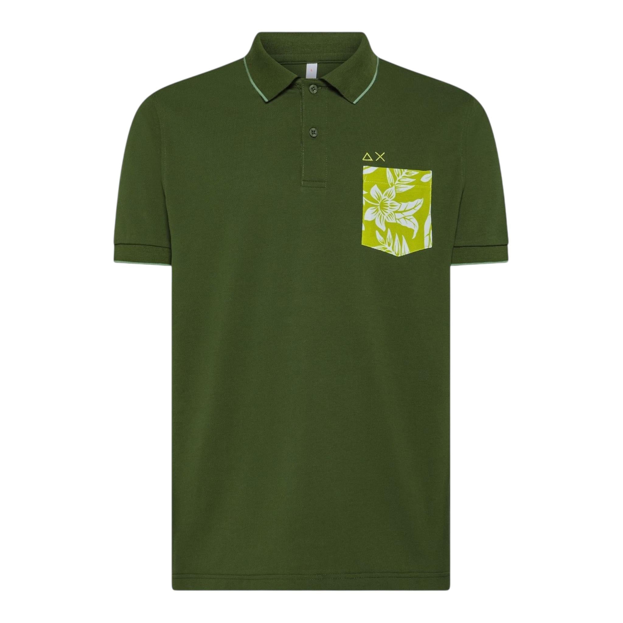 Sun68 Polo Mezza Manica Tinta Unita con Taschino per Bambino A35327S VERDE SUN68 
