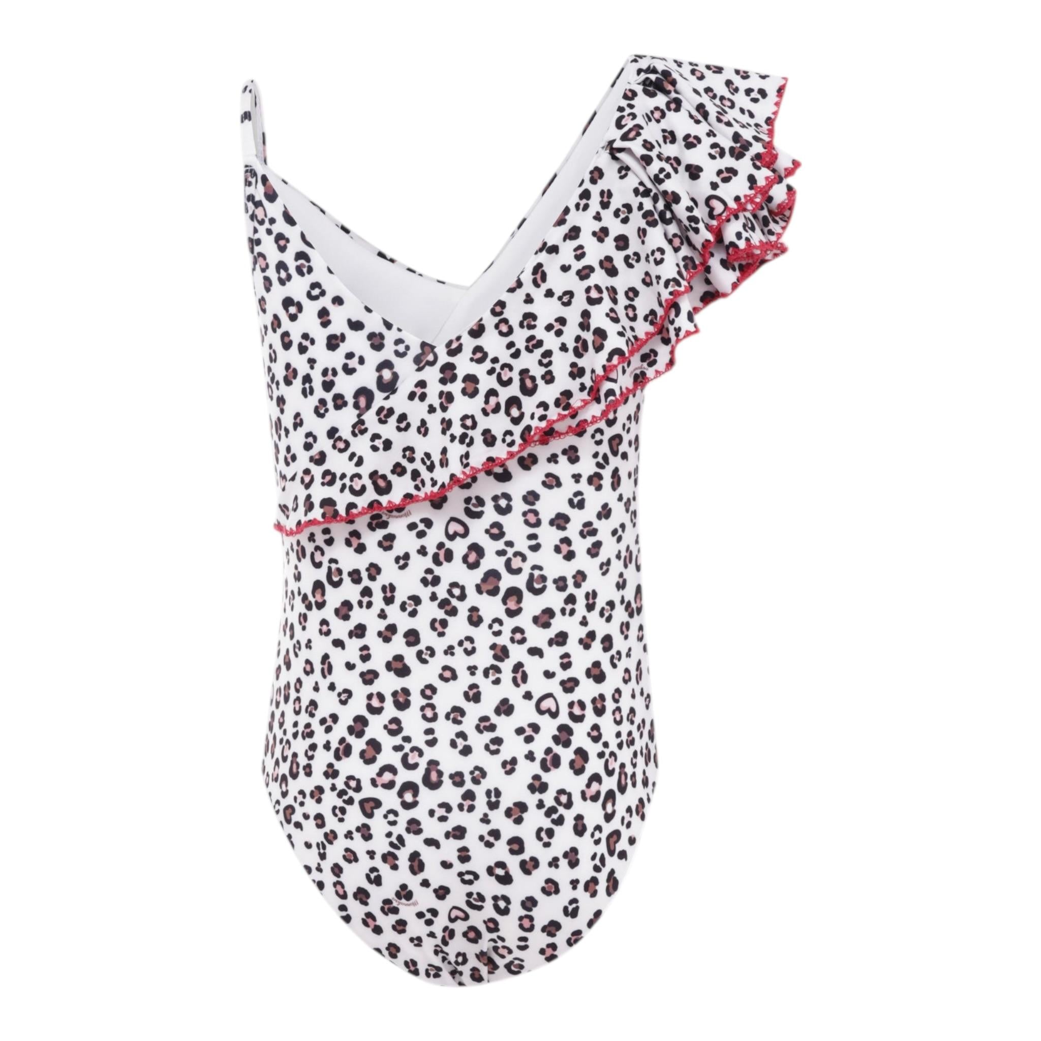 Monnalisa Costume Intero Tinta Unita con Fantasia Maculata per Neonata 19E084 BIANCO MONNALISA 