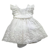Le Coconne Solid Color Ceremony Dress With Ruffles And White Embroidery For Newborns